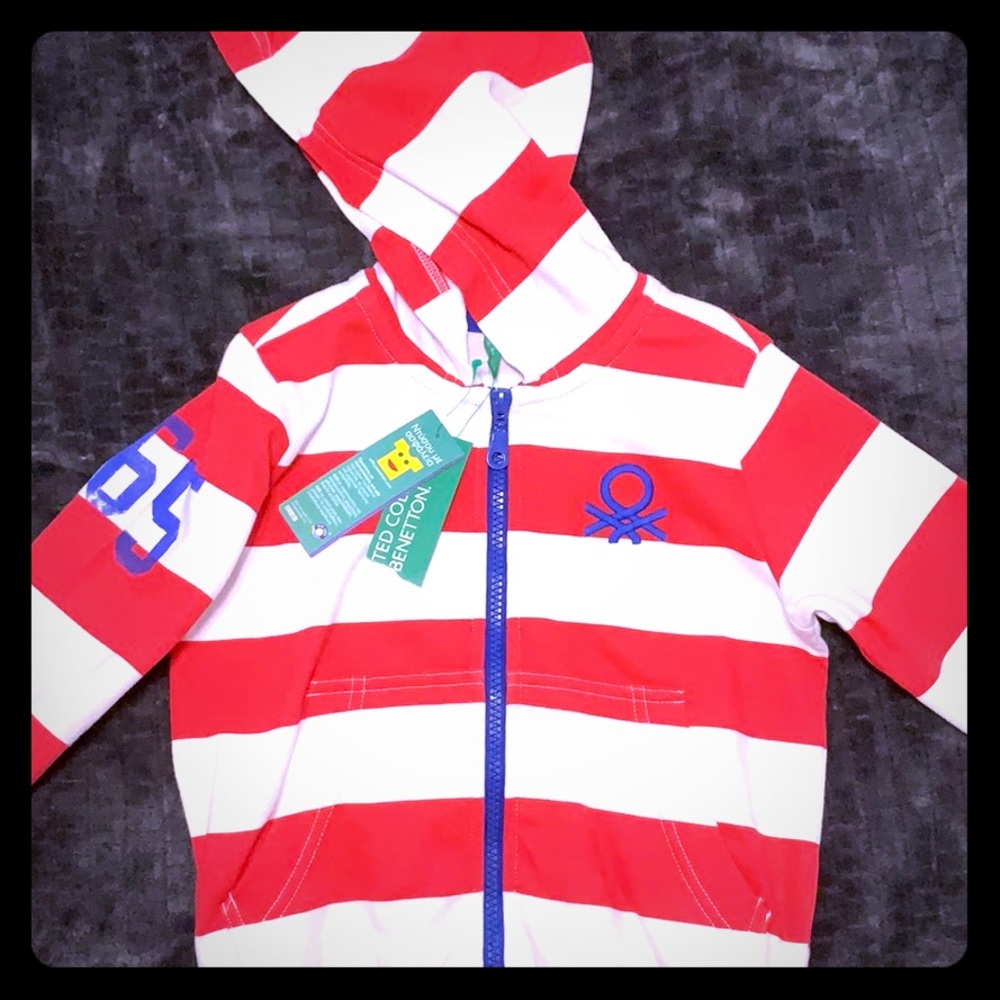 Benetton Red stripes hoodie sweater (3-4yr)